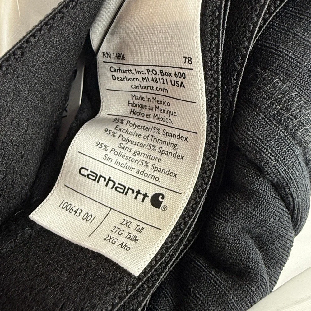 Carhartt Force Base Layer Mens 2XLT Black Super-Cold Weather Bottom 100643 001